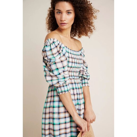 Maeve x Anthropologie Cerie Smocked Midi Dress Milkmaid Cottagecore - Picture 2 of 16